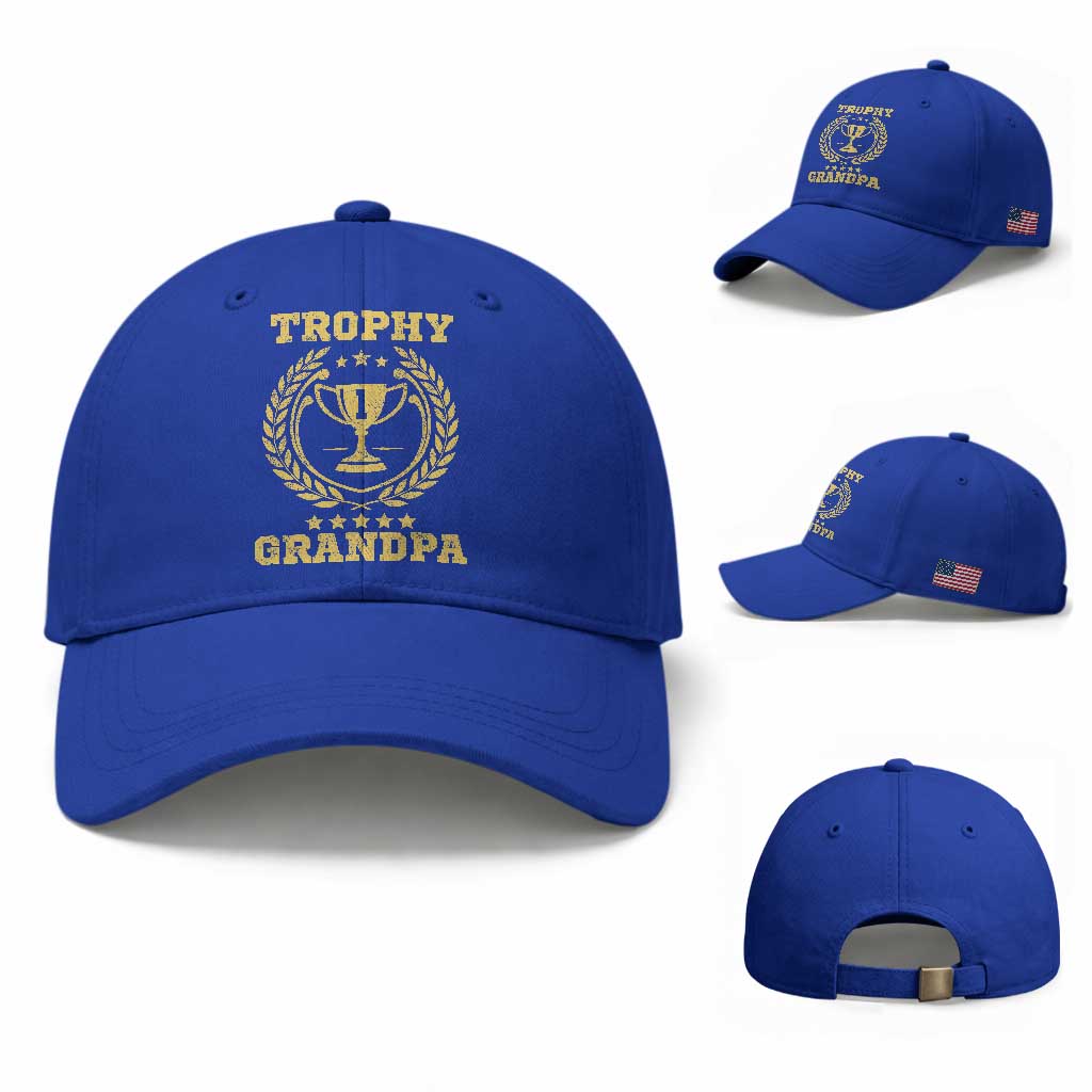 Trophy Grandpa Baseball Cap Funny Number One Grandfather TS11 Baseball Cap Universal Fit Royal Blue Print Your Wear