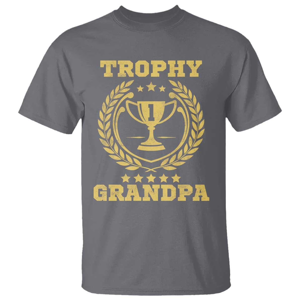Trophy Grandpa T Shirt Funny Number One Grandfather TS11 Charcoal Print Your Wear