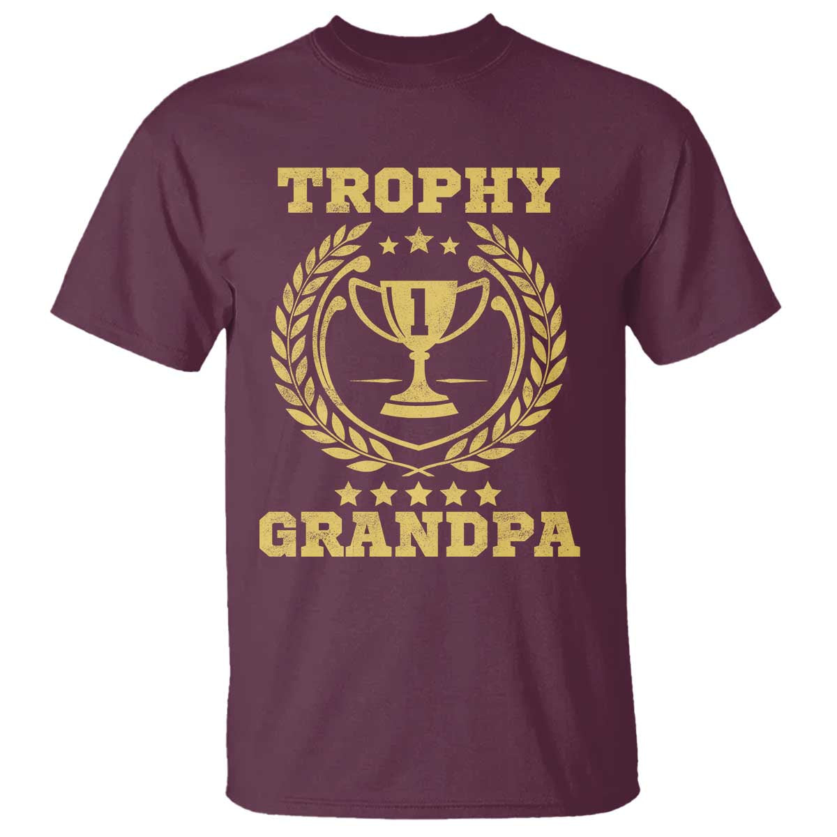 Trophy Grandpa T Shirt Funny Number One Grandfather TS11 Maroon Print Your Wear