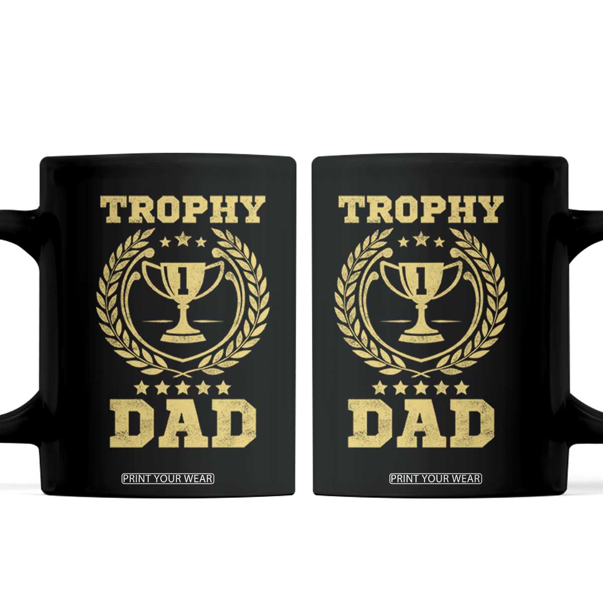 Trophy Dad Coffee Mug Number One Daddy Funny Dad Joke TS11 Black Print Your Wear