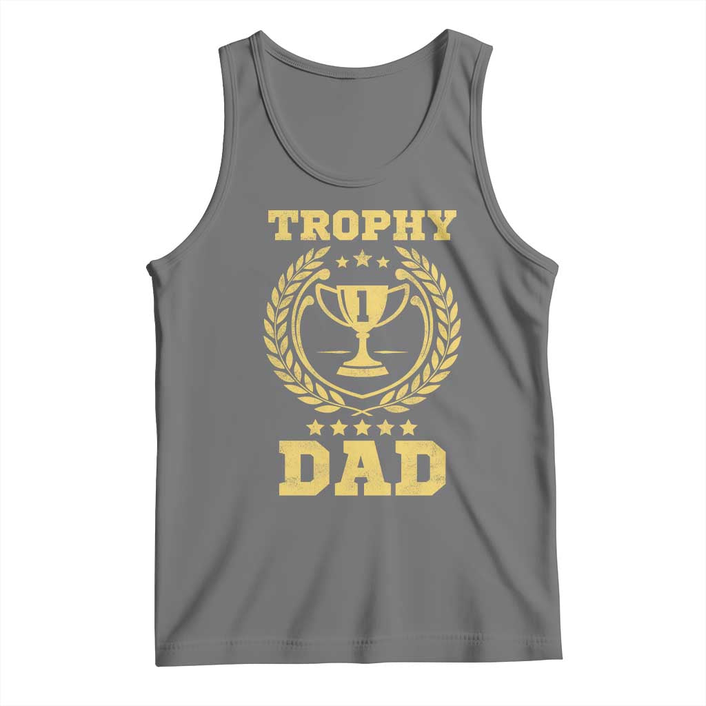 Trophy Dad Tank Top Number One Daddy Funny Dad Joke TS11 Black Heather Print Your Wear