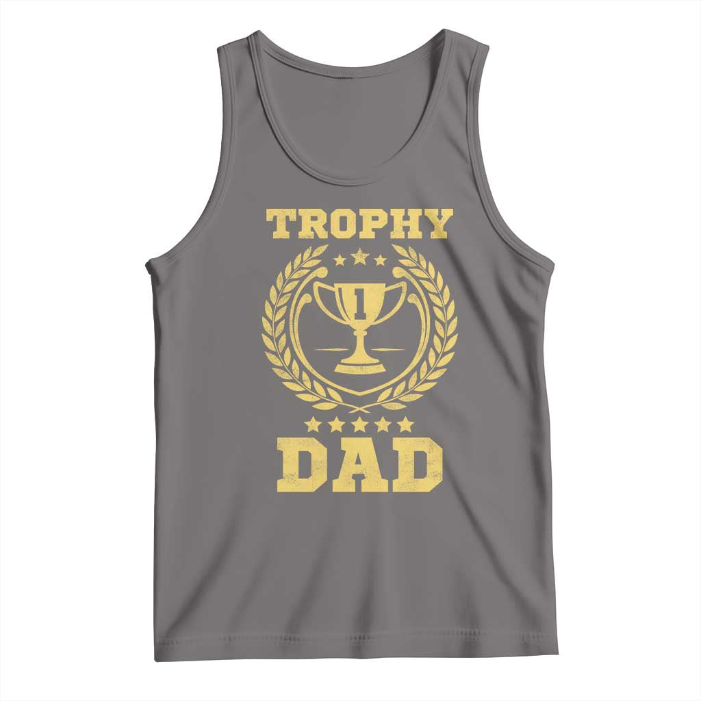 Trophy Dad Tank Top Number One Daddy Funny Dad Joke TS11 Deep Heather Print Your Wear