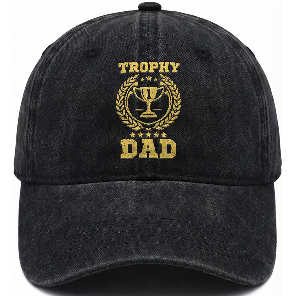 Trophy Dad Washed Cotton Baseball Cap Number One Daddy Funny Dad Joke TS11 Print Your Wear