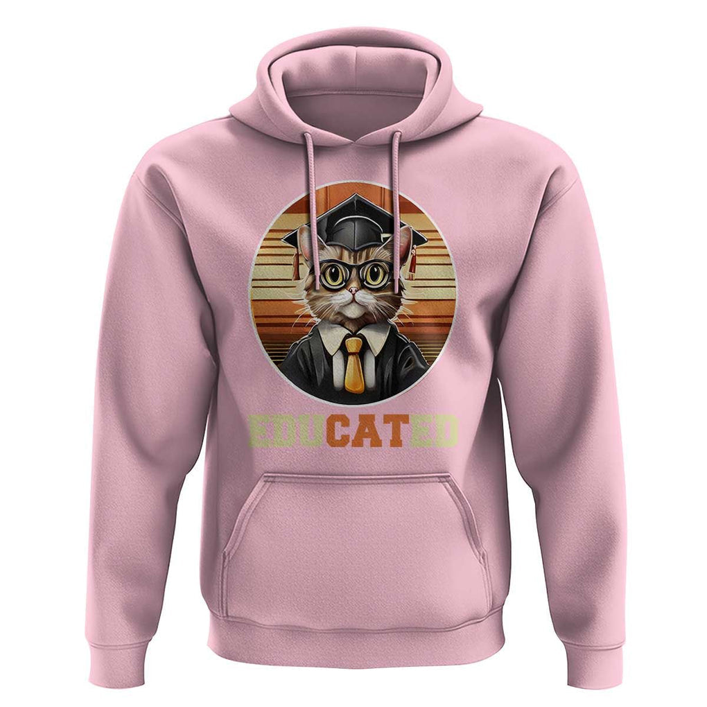 Funny Cat Hoodie Educated Graduation Academic Regalia Cap Gown TS11 Light Pink Print Your Wear