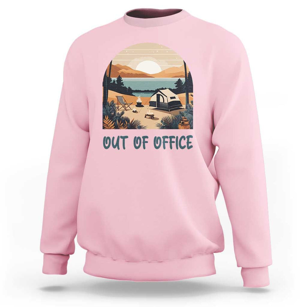 Vacation Sweatshirt Out Of Office Travel Blogger TS11 Light Pink Print Your Wear