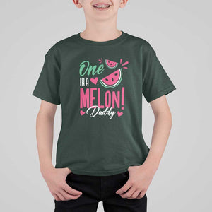 Dad T Shirt For Kid One In A Melon Daddy Birthday Funny Watermelon Summer Vacation TS11 Dark Forest Green Print Your Wear