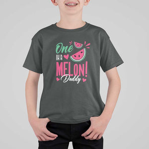 Dad T Shirt For Kid One In A Melon Daddy Birthday Funny Watermelon Summer Vacation TS11 Dark Heather Print Your Wear