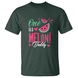 Dad T Shirt One In A Melon Daddy Birthday Funny Watermelon Summer Vacation TS11 Dark Forest Green Print Your Wear