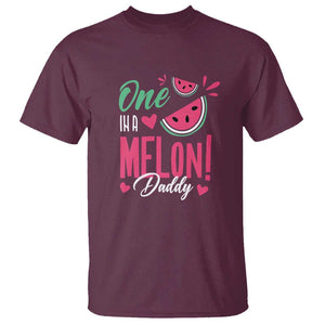 Dad T Shirt One In A Melon Daddy Birthday Funny Watermelon Summer Vacation TS11 Maroon Print Your Wear