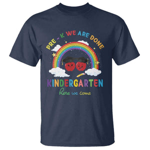 Graduation T Shirt Pre-K We Are Done Kindergarten Here We Come Rainbow TS11 Navy Print Your Wear