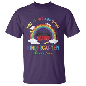 Graduation T Shirt Pre-K We Are Done Kindergarten Here We Come Rainbow TS11 Purple Print Your Wear