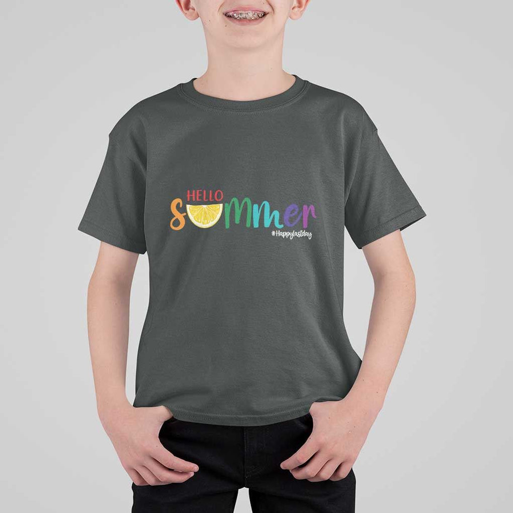 Cute Summer Vacation T Shirt For Kid Hello Summer Happy Last Day Sunshine Lemon TS11 Dark Heather Print Your Wear