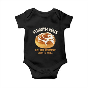 Funny Synonym Rolls Just Like Grammar Used To Make Baby Onesie Cinnamon Rolls Grammar Pun TS11 Black Print Your Wear