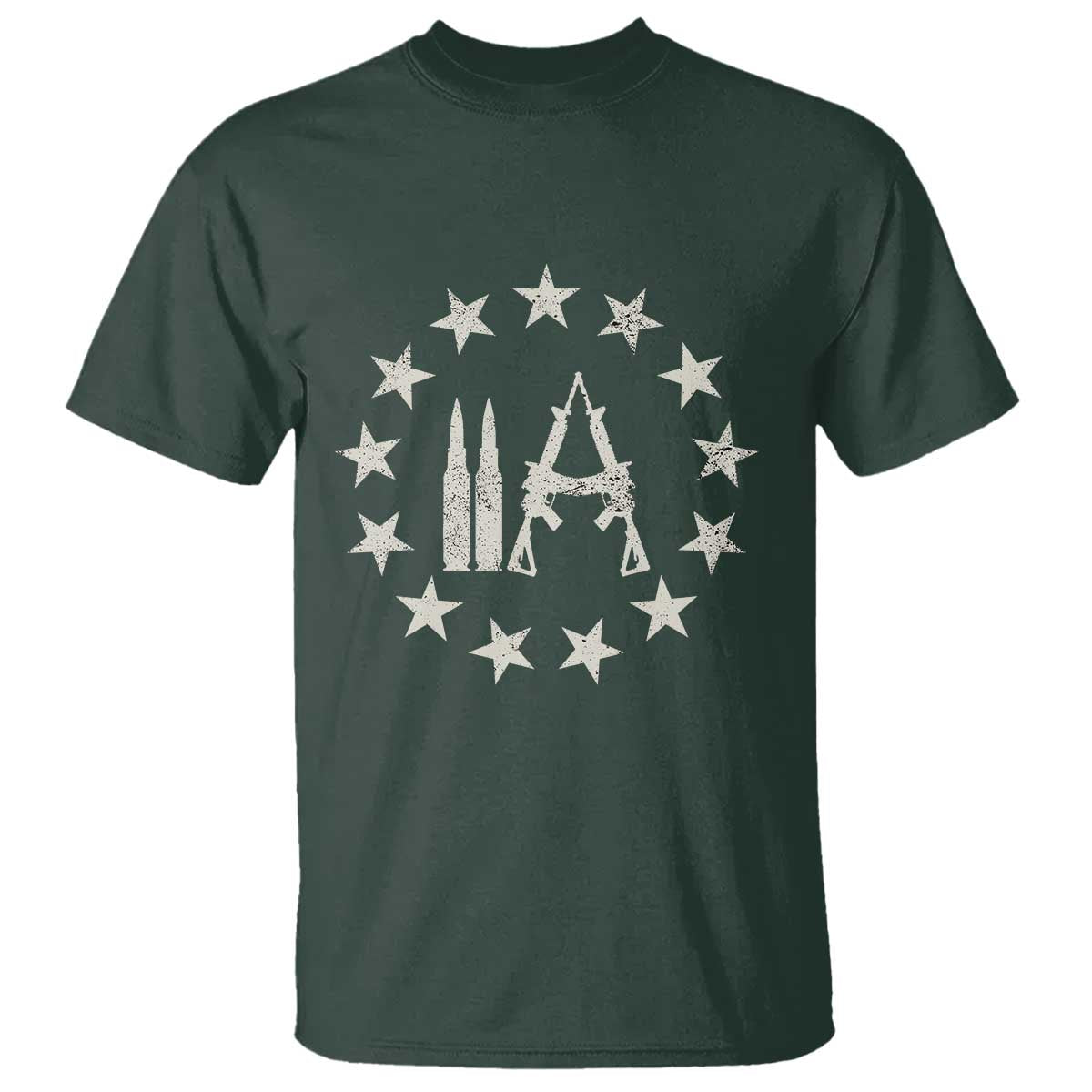 2nd Amendment AR15 Bullet Stars Patriotic Gun Rights T Shirt TS11 Dark Forest Green Print Your Wear
