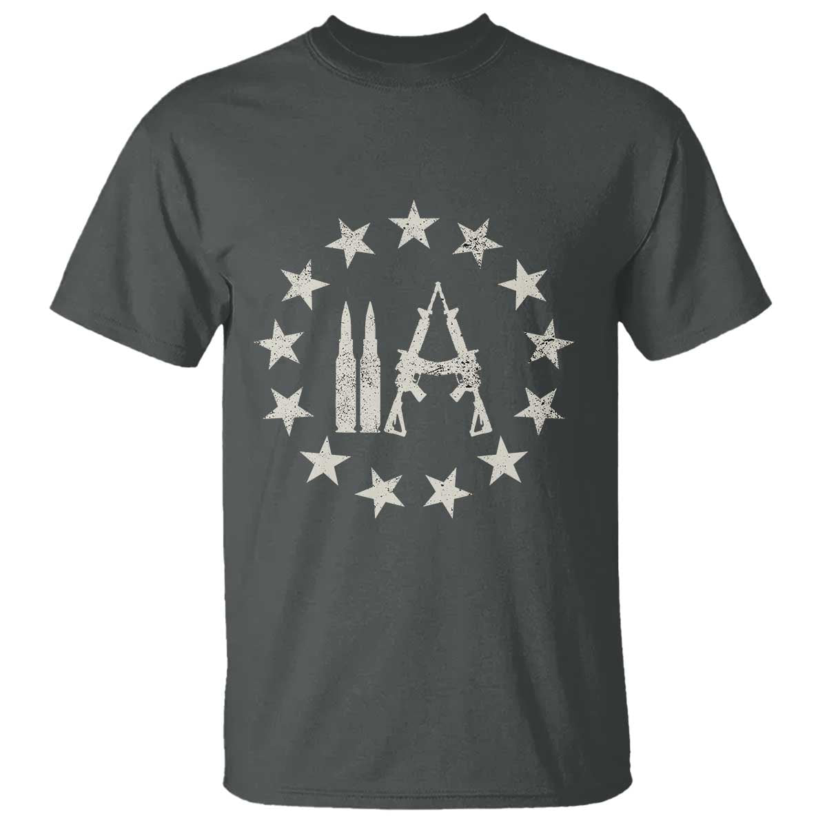 2nd Amendment AR15 Bullet Stars Patriotic Gun Rights T Shirt TS11 Dark Heather Print Your Wear