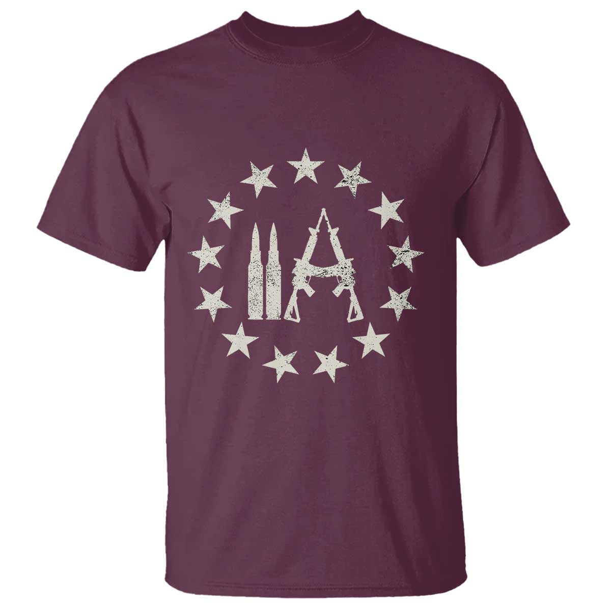 2nd Amendment AR15 Bullet Stars Patriotic Gun Rights T Shirt TS11 Maroon Print Your Wear