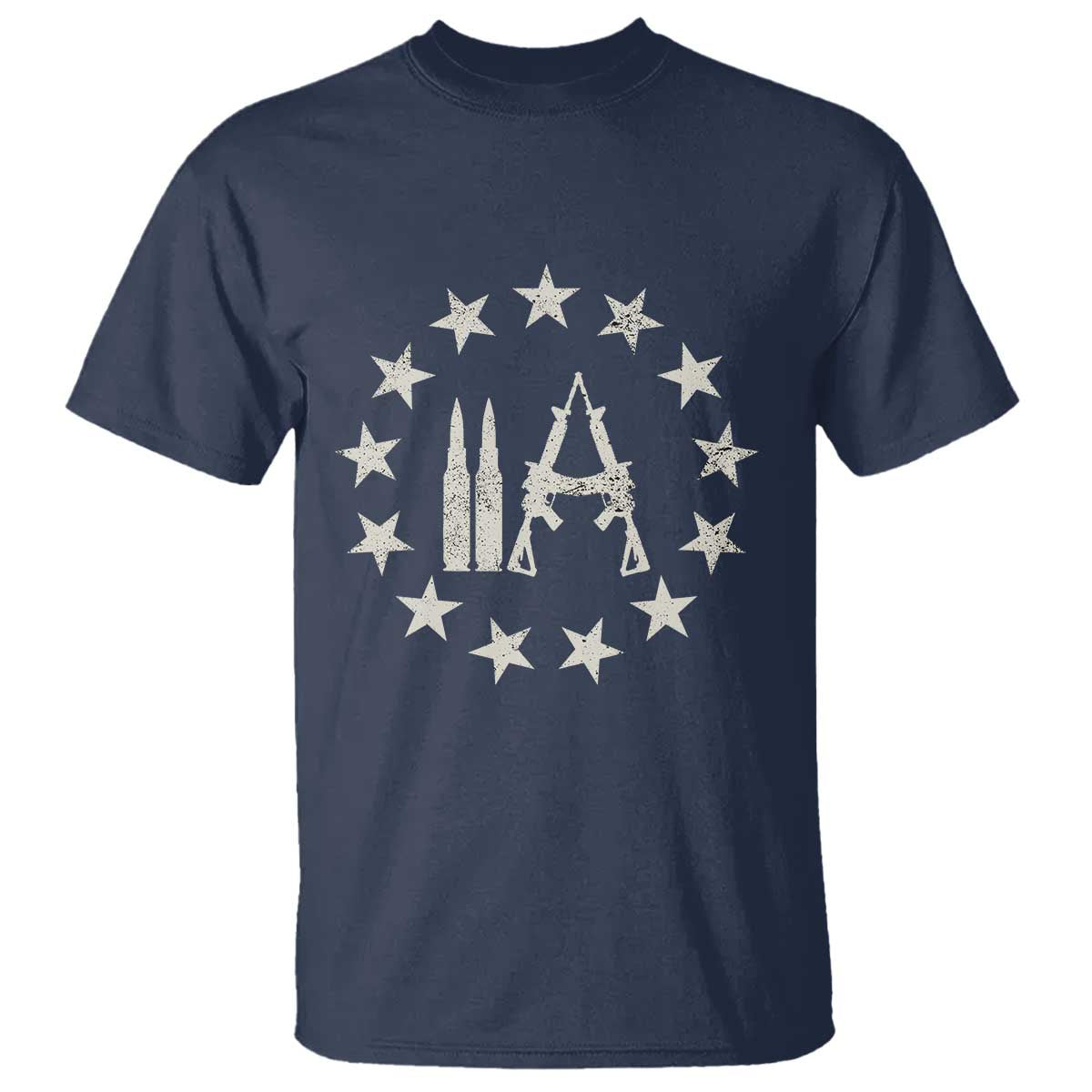 2nd Amendment AR15 Bullet Stars Patriotic Gun Rights T Shirt TS11 Navy Print Your Wear