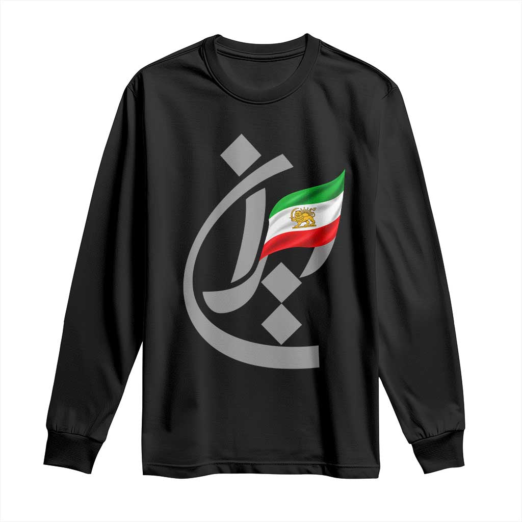 Iran Lion and Sun Flag Persian Calligraphy Long Sleeve Shirt TS11 Black Print Your Wear