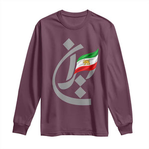 Iran Lion and Sun Flag Persian Calligraphy Long Sleeve Shirt TS11 Maroon Print Your Wear