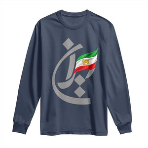 Iran Lion and Sun Flag Persian Calligraphy Long Sleeve Shirt TS11 Navy Print Your Wear