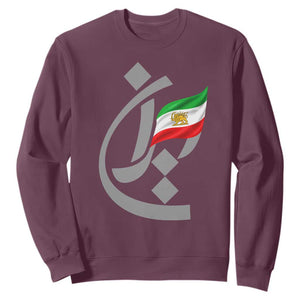 Iran Lion and Sun Flag Persian Calligraphy Sweatshirt TS11 Maroon Print Your Wear