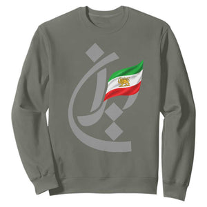 Iran Lion and Sun Flag Persian Calligraphy Sweatshirt TS11 Military Green Print Your Wear