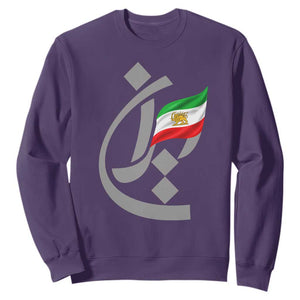Iran Lion and Sun Flag Persian Calligraphy Sweatshirt TS11 Purple Print Your Wear