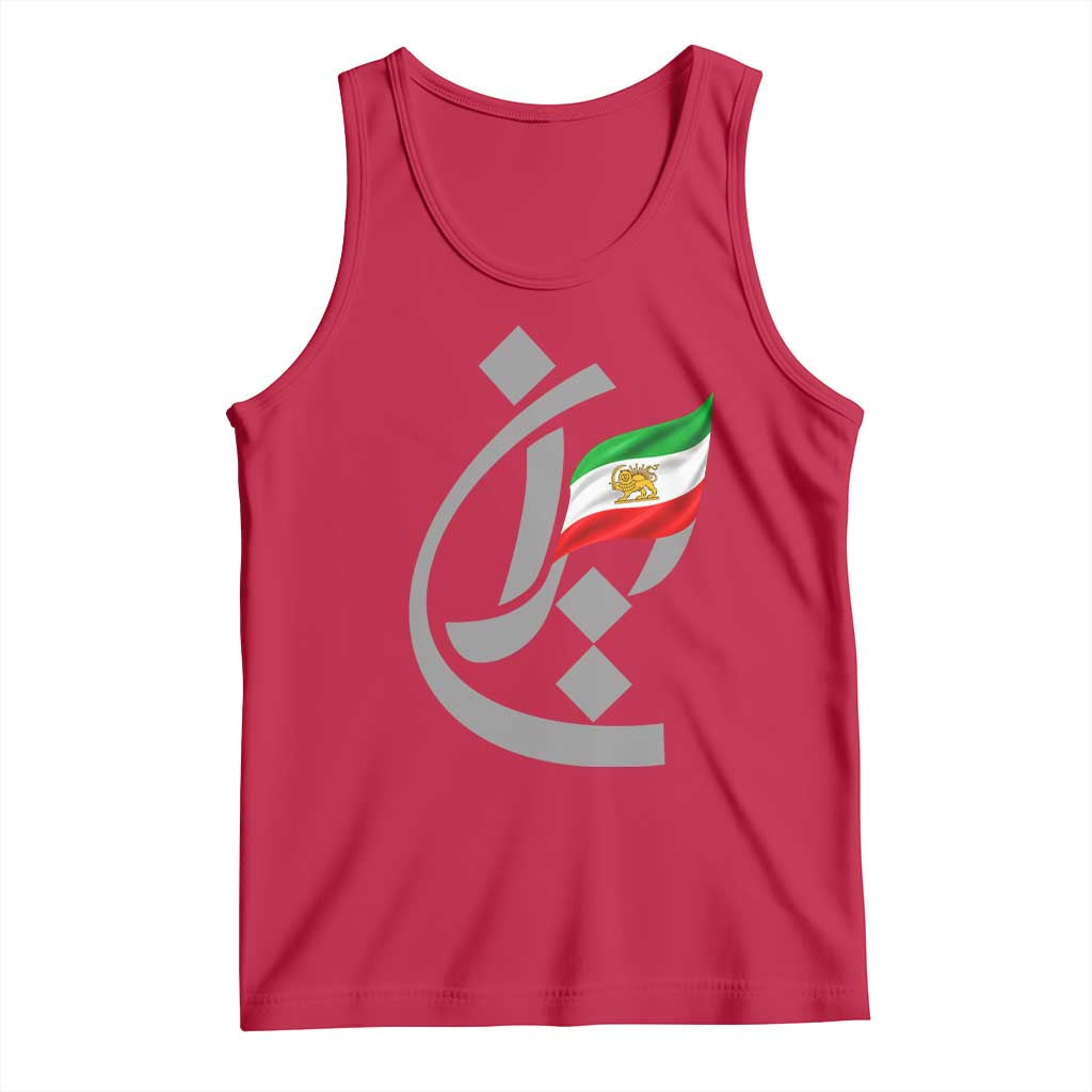 Iran Lion and Sun Flag Persian Calligraphy Tank Top TS11 Red Print Your Wear