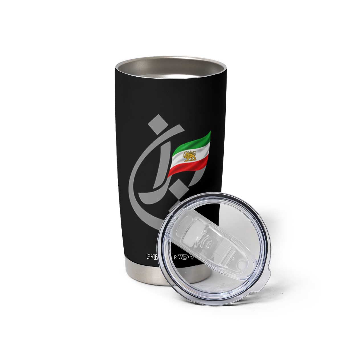 Iran Lion and Sun Flag Persian Calligraphy Tumbler Cup TS11 Print Your Wear