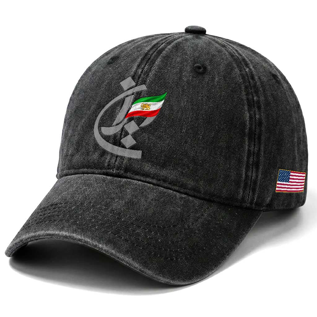 Iran Lion and Sun Flag Persian Calligraphy Washed Cotton Baseball Cap TS11 Print Your Wear