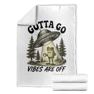 Funny Frog Alien Abduction Throw Blanket Gotta Go Vibes Are Off UFO Forest TS11 White Print Your Wear