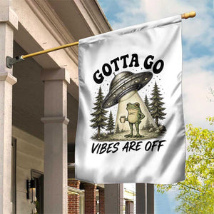 Funny Frog Alien Abduction Garden Flag Gotta Go Vibes Are Off UFO Forest TS11 Print Your Wear