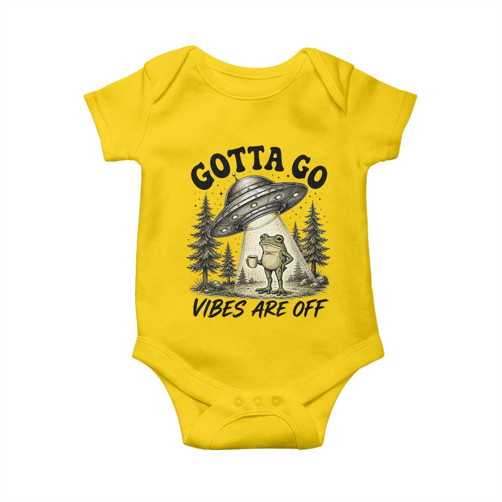 Funny Frog Alien Abduction Baby Onesie Gotta Go Vibes Are Off UFO Forest TS11 Daisy Print Your Wear
