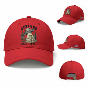 Funny Frog Alien Abduction Baseball Cap Gotta Go Vibes Are Off UFO Forest TS11 Baseball Cap Universal Fit Red Print Your Wear