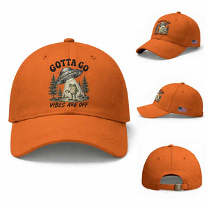 Funny Frog Alien Abduction Baseball Cap Gotta Go Vibes Are Off UFO Forest TS11 Baseball Cap Universal Fit Orange Print Your Wear
