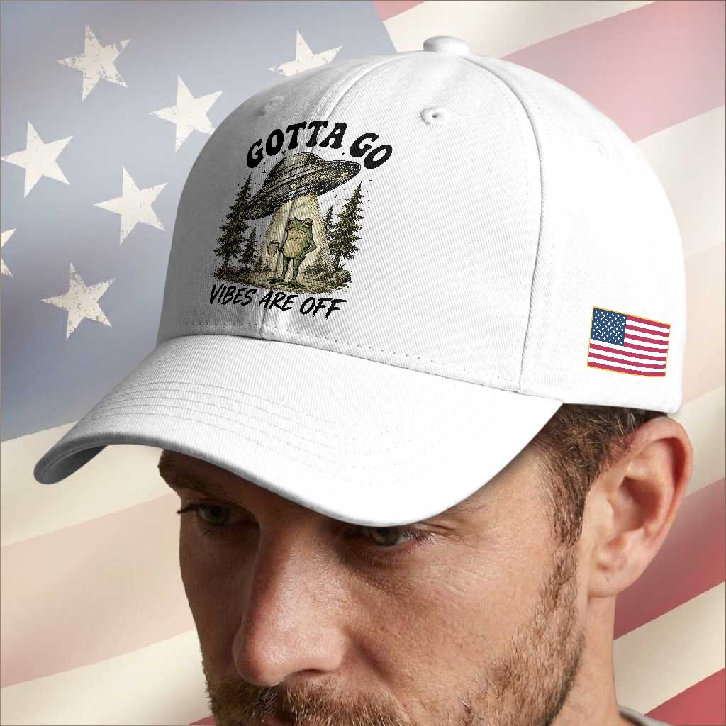 Funny Frog Alien Abduction Baseball Cap Gotta Go Vibes Are Off UFO Forest TS11 Print Your Wear