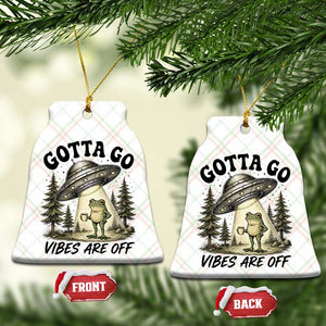 Funny Frog Alien Abduction Ceramic Ornament Gotta Go Vibes Are Off UFO Forest TS11 Print Your Wear