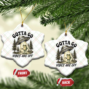 Funny Frog Alien Abduction Ceramic Ornament Gotta Go Vibes Are Off UFO Forest TS11 Print Your Wear
