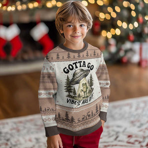 Funny Frog Alien Abduction Ugly Christmas Sweater Gotta Go Vibes Are Off UFO Forest TS11 Mocha Mousse Print Your Wear