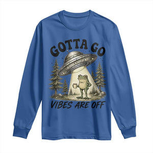 Funny Frog Alien Abduction Long Sleeve Shirt Gotta Go Vibes Are Off UFO Forest TS11 Royal Blue Print Your Wear