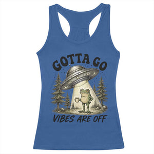 Funny Frog Alien Abduction Racerback Tank Top Gotta Go Vibes Are Off UFO Forest TS11 Royal Blue Print Your Wear
