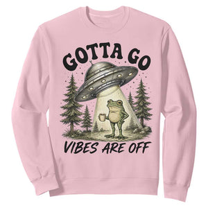 Funny Frog Alien Abduction Sweatshirt Gotta Go Vibes Are Off UFO Forest TS11 Light Pink Print Your Wear