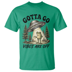 Funny Frog Alien Abduction T Shirt Gotta Go Vibes Are Off UFO Forest TS11 Irish Green Print Your Wear