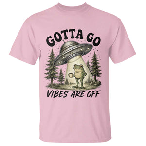 Funny Frog Alien Abduction T Shirt Gotta Go Vibes Are Off UFO Forest TS11 Light Pink Print Your Wear