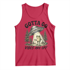 Funny Frog Alien Abduction Tank Top Gotta Go Vibes Are Off UFO Forest TS11 Red Print Your Wear