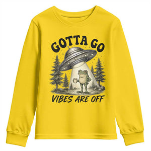 Funny Frog Alien Abduction Youth Sweatshirt Gotta Go Vibes Are Off UFO Forest TS11 Daisy Print Your Wear