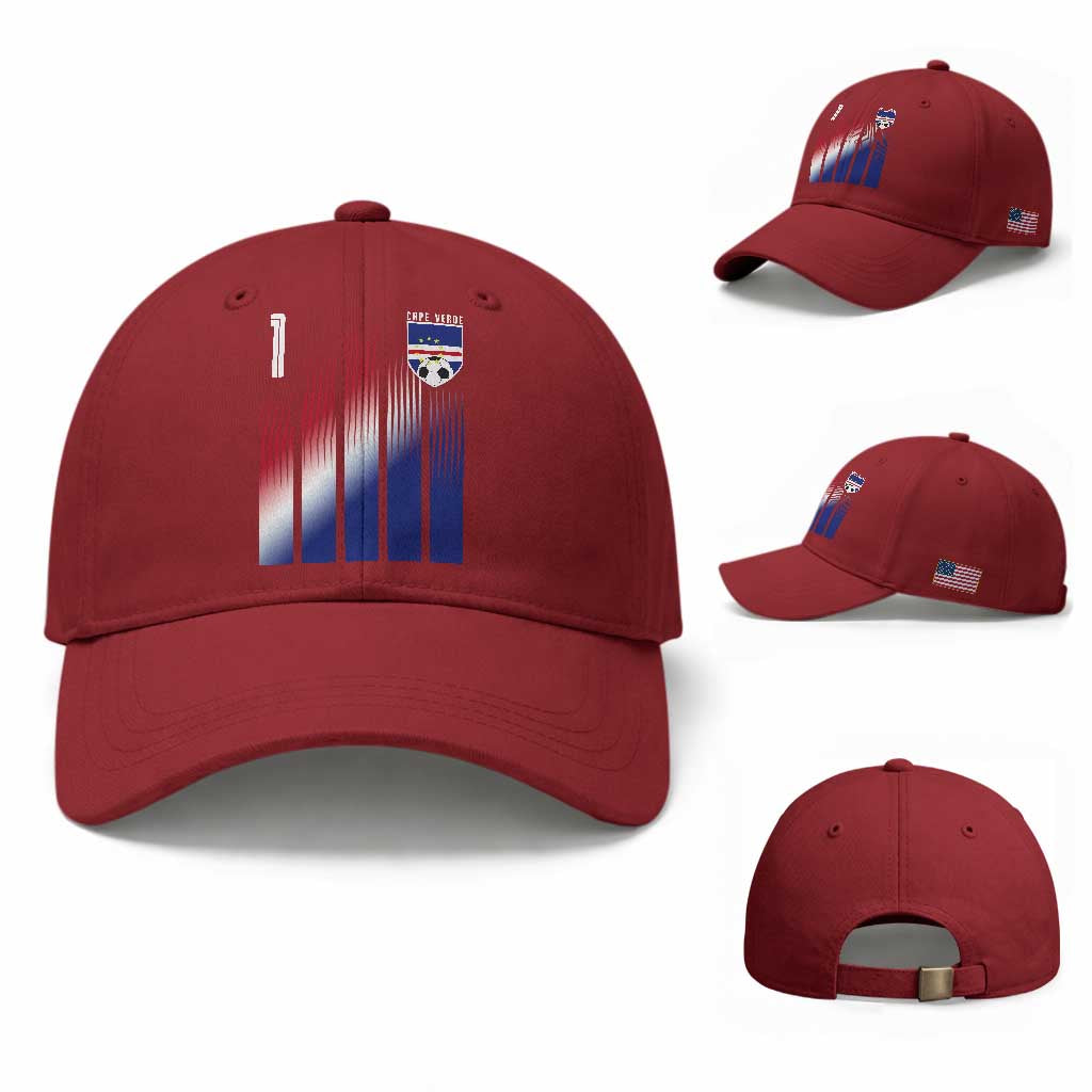 Cape Verde Flag Retro Sports Cabo Verdean Roots Baseball Cap TS11 Baseball Cap Universal Fit Cherry Red Print Your Wear