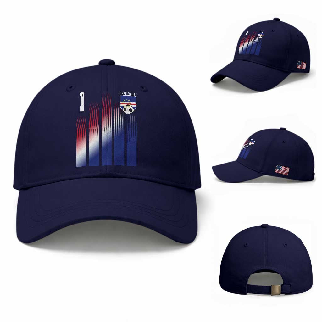 Cape Verde Flag Retro Sports Cabo Verdean Roots Baseball Cap TS11 Baseball Cap Universal Fit Dark Blue Print Your Wear