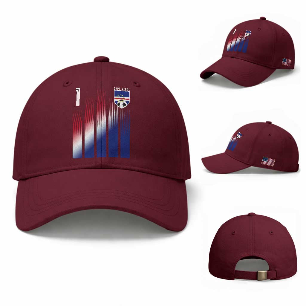 Cape Verde Flag Retro Sports Cabo Verdean Roots Baseball Cap TS11 Baseball Cap Universal Fit Maroon Print Your Wear