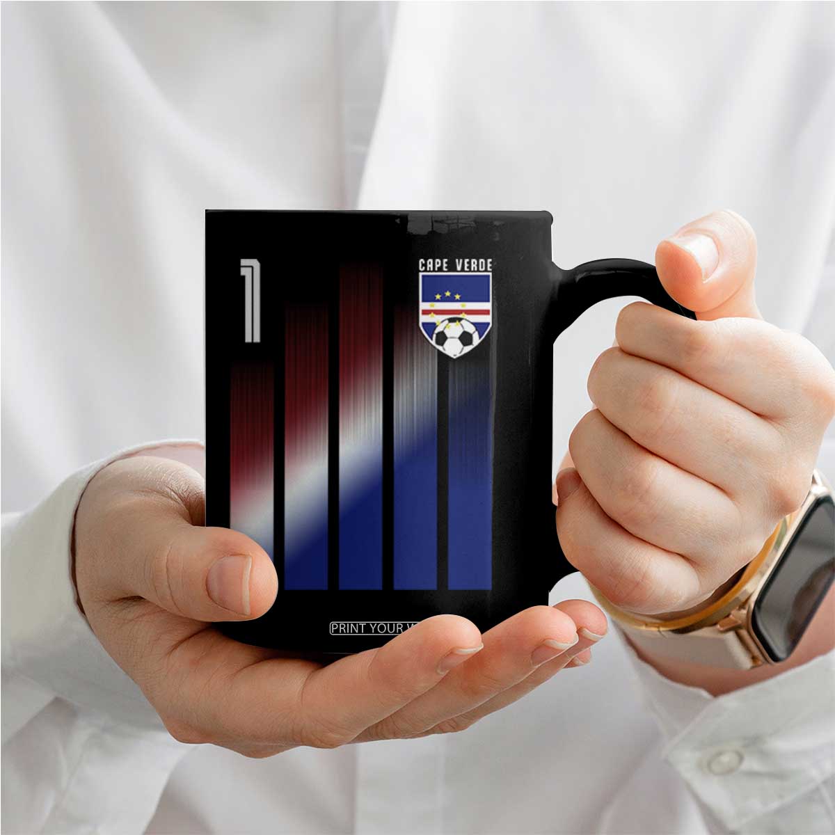 Cape Verde Flag Retro Sports Cabo Verdean Roots Coffee Mug TS11 Print Your Wear